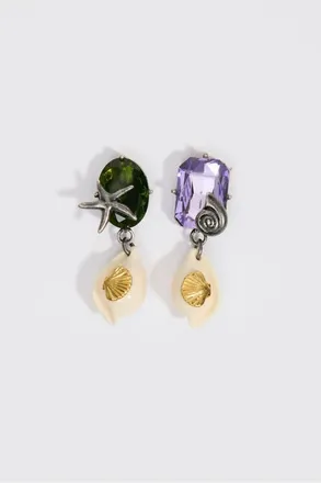 Bimba & Lola Crystals And Pearl Earrings With Seashells in Ivory at Nordstrom
