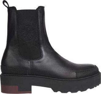 Tommy Hilfiger Black Leather Chunky Elastic Panel Boots