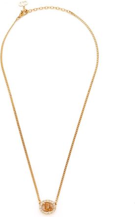 Dior CD logo-pendant chain necklace - women - Rhinestone/Gold Plated - One Size