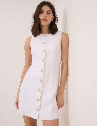 Nobody's Child White Button Front Tailored Mini Dress