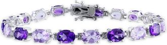 Mimi & Max 14 1/2ct TGW Oval Amethyst-Africa and Rose de France Bracelet in Sterling Silver - 7.25in