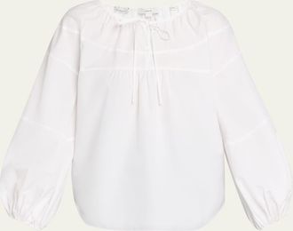 Vince Shirred Long-Sleeve Top
