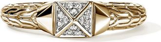 John Hardy Icon Stud Ring with Pav&eacute; Diamonds in Gold at Nordstrom, Size 6