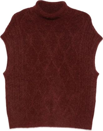 Bellerose roll-neck sleeveless knitted top - Red