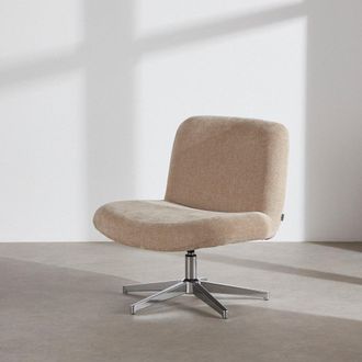Maisons du monde Sill&oacute;n giratorio aterciopelado beige y acero cromado