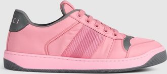 Gucci Womens Screener Sneaker, Pink, Nylon
