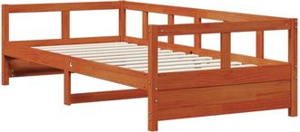 vidaXL Sof&aacute; Cama Sin Colch&oacute;n Madera Maciza Pino Marr&oacute;n Cera 90x200 Cm Vidaxl