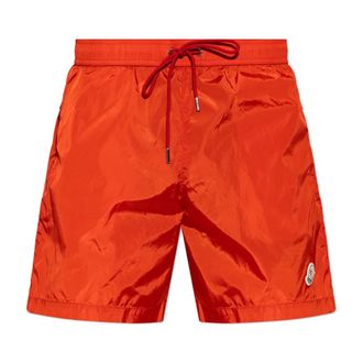 Moncler Beachwear, male, Red, Size: 2XL Logo Patch Swim Shorts