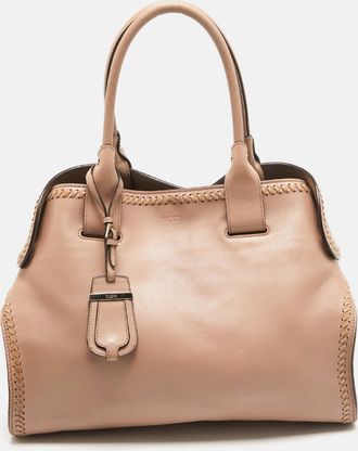 Tod's Tods Cape Pink Leather And Patent Leather Tote Bag