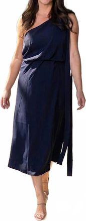 Amylynn One-Shoulder Satin Dress In Blue