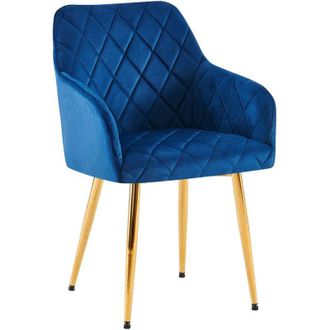 Clp Clp - Silla De Comedor Monett De Terciopelo Azul Oscuro Metal Oro