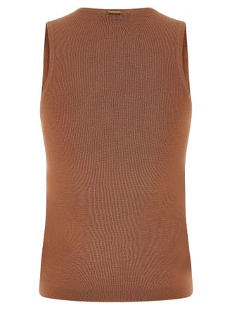 Twin-Set Sequin-Embellished Cotton-Blend Tank Top - Camel