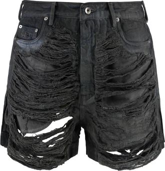 Rick Owens Geth Cut-Off Distressed Shorts - Heren - Denim shorts - Grijs - W32 - Katoen - Korte Broeken