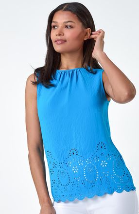 Roman Floral Hem Detail Sleeveless Top