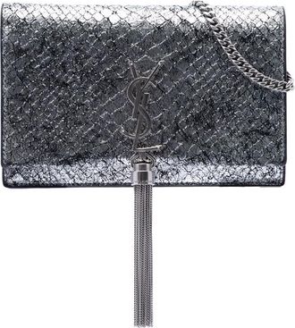 Saint Laurent Pre-owned Saint Laurent Python Embossed Metallic Leather Classic Monogram Kate Tassel Wallet on Chain Ladies IQHDOGOG626SQFU1