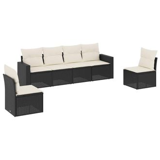 vidaXL Vidaxl - Set Divano Da Giardino 6 Pz Con Cuscini Nero In Polyrattan