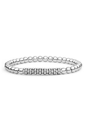 Lagos Caviar Beaded Stretch Bracelet in Silver at Nordstrom, Size Medium