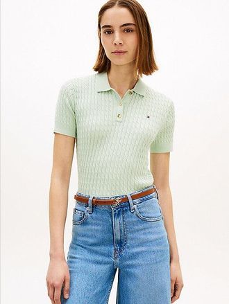 Tommy Hilfiger Cable Knit Short Sleeve Polo Jumper
