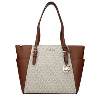 Michael Kors Charlotte Damens Umh&auml;ngetasche Beige/Braun Leder