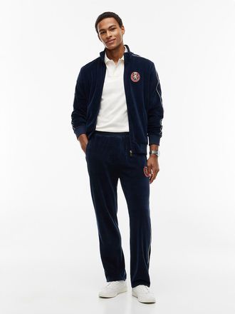Tommy Hilfiger Mens Crest Patch Velour Track Pant - Carbon Navy - M