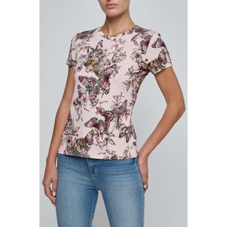 L'agence Ressi Butterfly Jungle Print T-Shirt in Nectar Pink Multi Butterfly at Nordstrom, Size X-Small