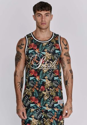 Siksilk Kurzarmshirt SIKSILK Siksilk Top Basketball Vest, Herren, Gr. L, bunt (multicolor), Obermaterial: 95% Polyester PES. 5% Elasthan EL., Shirts Kurzarmsh