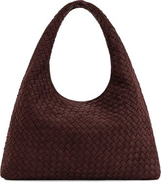 JW PEI Laura Woven Faux Suede Shoulder Bag in Dark Brown at Nordstrom