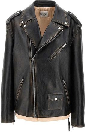 Miu Miu Nappa leather oversized jacket Woman 42
