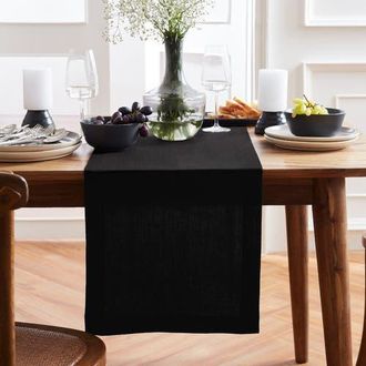 Solino Home Linen Table Runner for Dining Table, Holiday and Everyday Table Decor - Sonoma in Black at Nordstrom, Size Xx-Small
