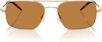 Oliver Peoples 55mm Victory II Rectangular Sunglasses in Gold /Cognac at Nordstrom