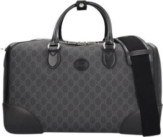 Gucci Pre-owned GG Supreme Boston Bag - unisex - Vintage Weekendtas - Zwart - ONE Size - Vintage