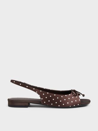Charles & Keith Imani Polka-Dot Bow Slingback Sandals