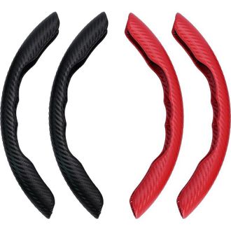 OEM Juego De 2 Fundas De Repuesto De Fibra De Carbono Para Volante De Coche, En Negro Y Rojo, Para La Mayor&iacute;a De Los Coches Con Un Di&aacute;metro De Volante De 