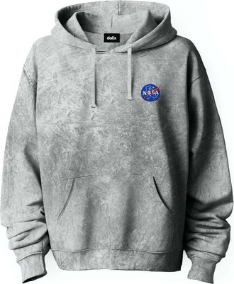 Dalix NASA Mineral Wash Hoodie Dalix NASA Embroidered Fleece Hoodie Mineral Wash Long Sleeve Sweatshirt Me in Gray at Nordstrom, Size Xx-Large