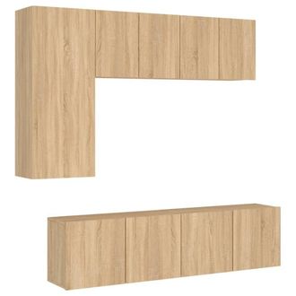 Berkfield Home 5 Piece TV Wall Units Sonoma Oak Engineered Wood in Light Oak