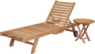 Happy Garden Tumbona plegable con mesa lateral de teca