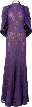 Silvia Tcherassi Salvina lace maxi dress - women - Cotton/Polyamide/Silk/Elastane - S - Purple