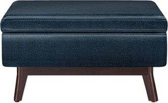 Simpli Home Owen 34In Mid Century Modern Rectangle Coffee Table Storage Ottoman