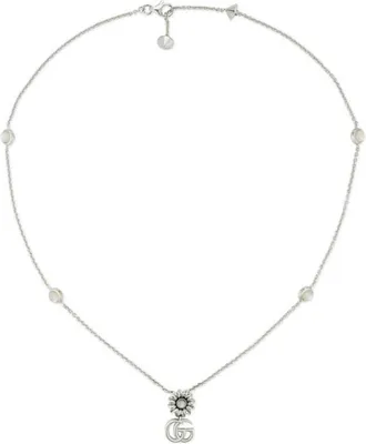 Gucci GG Marmont Sterling Silver and Mother of Pearl Double G Flower Necklace - YBB773231001