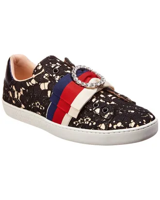 Gucci Ace Stripe Flower Leather Sneaker