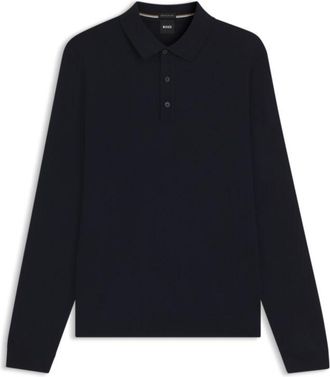 BOSS Knitted polo sweater in virgin wool