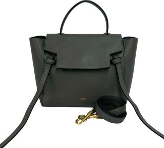 Celine Gray Leather Handbag Shoulder Bag Tote Bag (Pre-Owned)