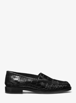 Michael Kors Carolyn Crocodile Embossed Leather Loafer