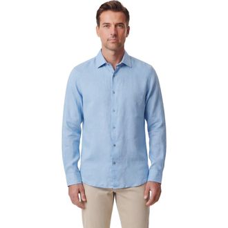 Lords of Harlech Uomo Solid Long Sleeve Fine Linen Shirt in Laurent Blue at Nordstrom, Size Xx-Large