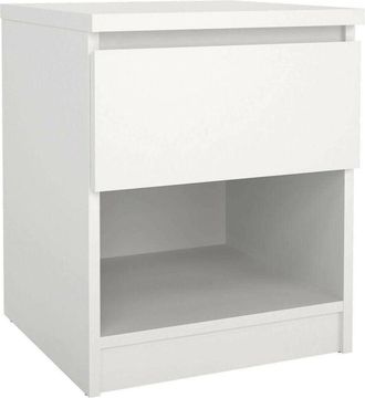 Dmora Dmora - Mesa De Noche Scolastica, C&oacute;moda Baja, Mesilla De Noche, Estante De La Cama, 40x40 H50 Cm, Blanco