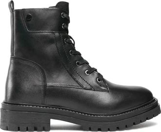 Geox Zwarte Iridea Booties - Dames - Veterlaarzen - Zwart - 38 EU - Wol - Schoenen