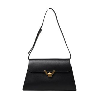 Coccinelle Shoulder Bags, female, Black, Size: ONE SIZE Leather Shoulder Bag with Distinctive Closure