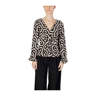 Jacqueline de Yong JACQUELINE de YONG, Blouses, female, Multicolor, Size: XL Stylish Printed Blouse with V-Neckline