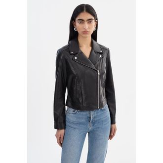 LaMarque Klea | Recycled Leather Biker Jacket in Black at Nordstrom, Size X-Small