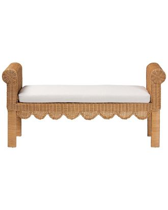 Baxton Studio Reiko Handwoven Rattan Bench with Scalloped Detailing